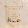 Personalized Hand-Embroidered Baby's First Christmas Banner: Keepsake Holiday Flag