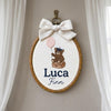 Personalized Teddy Bear Balloon Embroidery Hoop: Custom Baby Name Nursery Decor