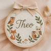 Custom Animal Embroidery Hoop: Baby Name Nursery Decor