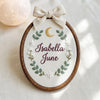 Personalized Hand-Embroidered Floral Name Hoop: Oval Nursery Decor keepsake