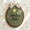 Custom Floral Baby Name Sign: Botanical Hand-Embroidered Name Hoop