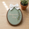 Personalized Oval Embroidery Sign: Sweet Floral Nursery Sign