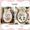 Personalized Floral Oval Embroidery Hoop: Violet & Gardenia Styles