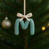 Custom Knit Wire Letter for Christmas Tree: Soft Cotton Initial Ornament For Holiday Keepsake