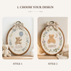Handmade Bear Wreath Embroidery: Personalized Baby Name Hoop