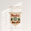 Personalized Hand-Embroidered Baby's First Christmas Banner: Keepsake Holiday Flag