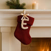 Knitted Christmas Ornament: Handmade Yarn Initial Letter Stocking Tag