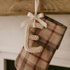 Knitted Christmas Ornament: Handmade Yarn Initial Letter Stocking Tag