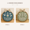 Handmade Library Name Embroidery Hoop: Personalized Book Lover Gift
