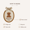 Personalized Oval Baby Name Sign: Embroidered Hoop with Baby Bear, Nursery Decor
