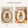Personalized Oval Baby Name Sign: Embroidered Hoop with Baby Bear, Nursery Decor