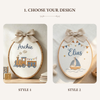 Handmade Train and Sailboat Embroidery: Personalized Baby Name Hoop