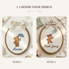 Personalized Teddy Bear Baby Name Embroidery Hoop: Newborn Keepsake Gift