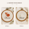 Rabit & Fox Embroidered Name Hoop: Custom Nursery Decor, Baby Keepsake