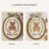 Personalized Teddy Bear Oval Hoop: Custom Baby Name Embroidery Keepsake