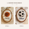 Personalized Needle Felt Sports Ball Hoop: Embroidered Baby Name Sign