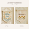 Personalized Linen Baby Name Banner: Hand Embroidered Sea And Nature Style Nursery Decor