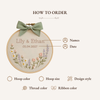 Personalized Wedding Embroidery Hoop: Floral Anniversary Keepsake