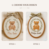 Hand-Embroidered Teddy Name Sign: Custom Oval Hoop for Nursery Decor