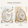 Soft Flower Garden Baby Name Embroidery Hoop: Newborn Gift Wall Hanging