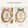 Personalized Embroidered Baby Name Sign: Custom Oval Embroidery Hoop with Bunny