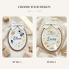 Hand-Embroidered Space Adventure Oval Hoop: Baby Name Announcement Sign