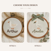 Handmade Goose Name Embroidery Hoop: Baby Birth Announcement
