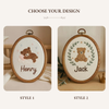Hand-Embroidered Bear Baby Name Hoop: Nursery Decor Gift