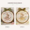 Baby Arriving Hand Embroidered Hoop: Custom Bunny Design