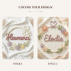 Floral Knitted Wire Name Sign: Pastel Nursery Decor