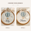 Custom Baby Name Embroidery Hoop: Hot Air Balloon Nursery Decor