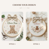 Personalized Teddy Bear Baby Name Embroidery Hoop: Custom Newborn Keepsake
