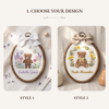Personalized Teddy Bear Floral Name Hoop: Hand-Embroidered Nursery Decor