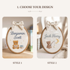 Custom Teddy Bear Sailboat Name Hoop: Neutral Nursery Decor