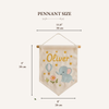 Personalized Linen Baby Name Banner: Hand Embroidered Sea And Nature Style Nursery Decor