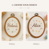 Hand-Embroidered Baby Name Hoop: Floral Nursery Decor