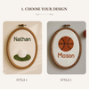 Sports Ball Baby Name Sign: Personalized Embroidered Nursery Keepsake