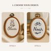 Hand-Embroidered Baby Name Hoop Art: Floral Nursery Decor