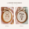 Personalized Oval Embroidery Hoop with Baby Bear: Baby Name Sign, Nursery Decor