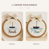Custom Hand-Embroidered Sailboat Name Hoop: Birth Announcement Gift