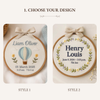 Hot Air Balloon and Floral Wreath Design: Custom Birth Announcement Gift