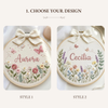Blossom Meadow Name Hoop: Personalized Floral & Butterfly Embroidery