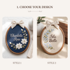 Custom Floral Embroidery Hoop: Magnolia and Forget-Me-Not Design