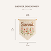 Handmade Linen Baby Name Banner: Floral Bee Embroidery, Nursery Wall Decor