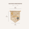 Personalized Baby Name Linen Banner: Hand-Embroidered Hot Air Balloon and Earth Nursery Decor