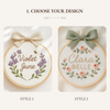 Hand Embroidered Floral Baby Name Hoop: Newborn Keepsake with Linen Bow