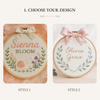Hand-Embroidered Baby Name Hoop with Sea Turtle: Personalized Nursery Decor with Linen Bow