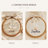 Hand-Embroidered Goose Baby Name Hoop: Personalized Nursery Decor