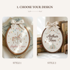 Hand-Embroidered Storybook Name Hoop: Carousel Horse, Circus Tent Nursery Decor
