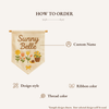Handcrafted Linen Baby Name Pennant: Embroidered Floral Nursery Decor